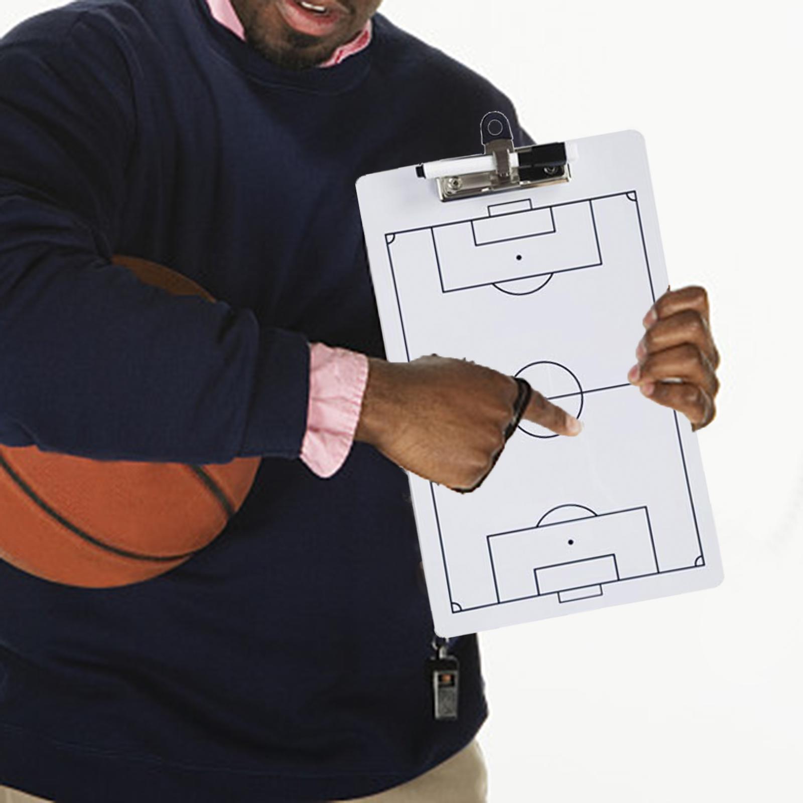 Double Sided Football Clipboard, Football , Portable Dried Erase Marker Soccer Coaches Clipboard for Competition Techniques