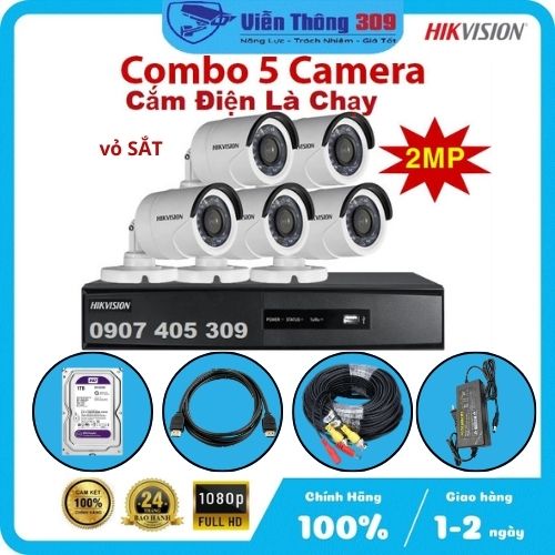 Trọn bộ 8 Camera + Đầu ghi hình Hikvision, có sẵn phụ kiện, cắm điện là chạy - Hàng chính hãng