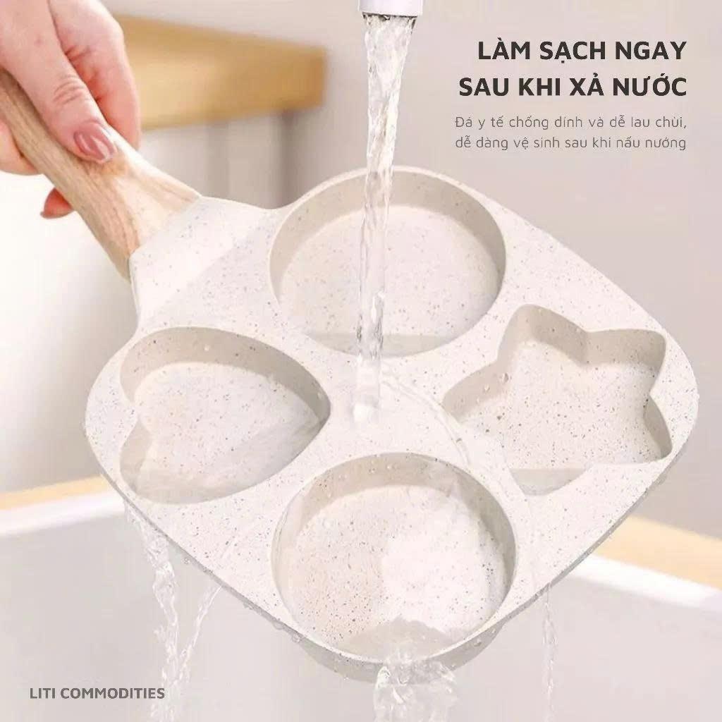 Chảo chiên rán trứng mini làm bánh 4 ngăn khuôn chảo hình sao và hình tròn