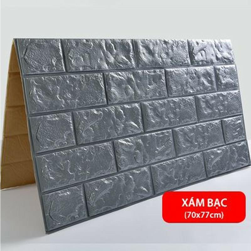 Giấy /Xốp Dán Tường Giả Gạch 3D MÀU XÁM- Giá Rẻ- Đa Dạng Tạo Không Gian Sống Sang Trọng, Sach Sẽ