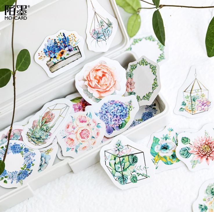 Hộp 46 Miếng Dán Sticker Trang Trí Ngôn ngữ hoa Ukiyo