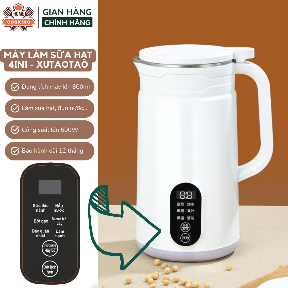 Máy làm sữa hạt mini XUTAOTAO dung tích 800ml, màn hình hiển thị LCD, chức năng hẹn giờ thông minh, bảo hành 12 tháng