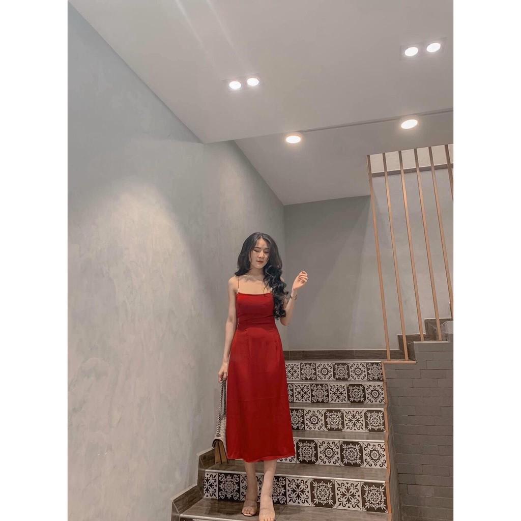 Đầm maxi 2 dây đính cườm xinh xắn có mút