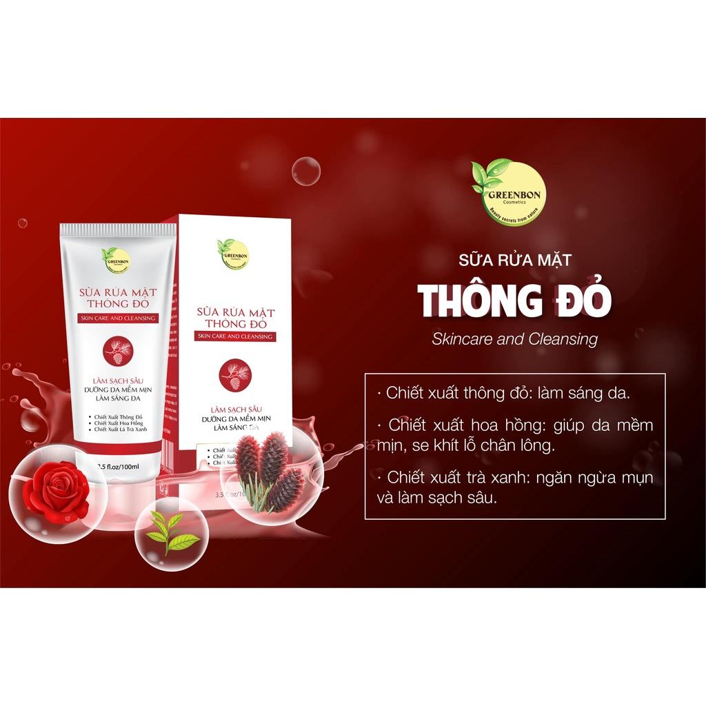 Sữa rữa mặt thông đỏ cao cấp 100gr GreenBon Cosmetics