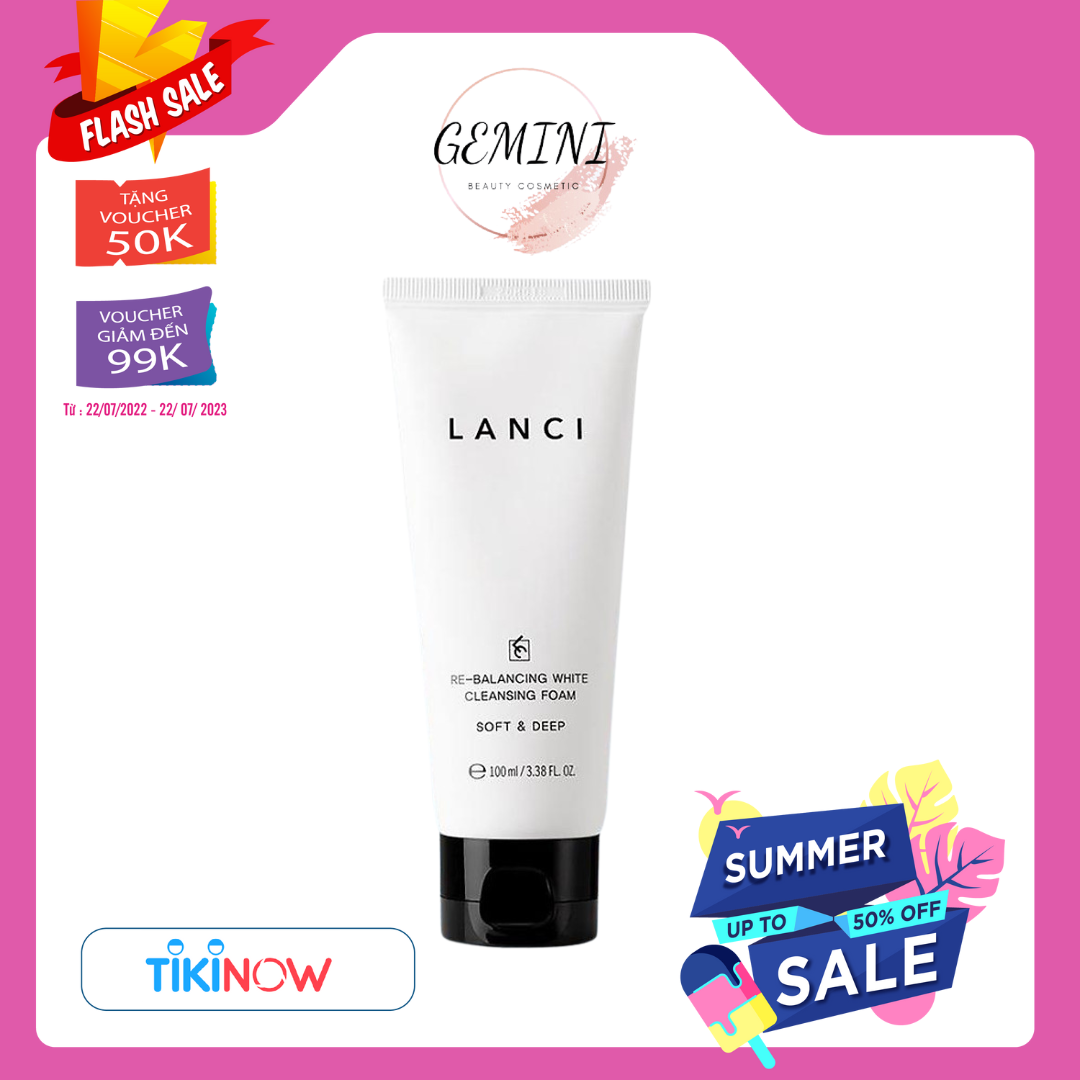 Sữa rửa mặt trắng da Lanci Whitening Deep Clean 100ml Hàn Quốc ngăn ngừa mụn cấp ẩm 100ml