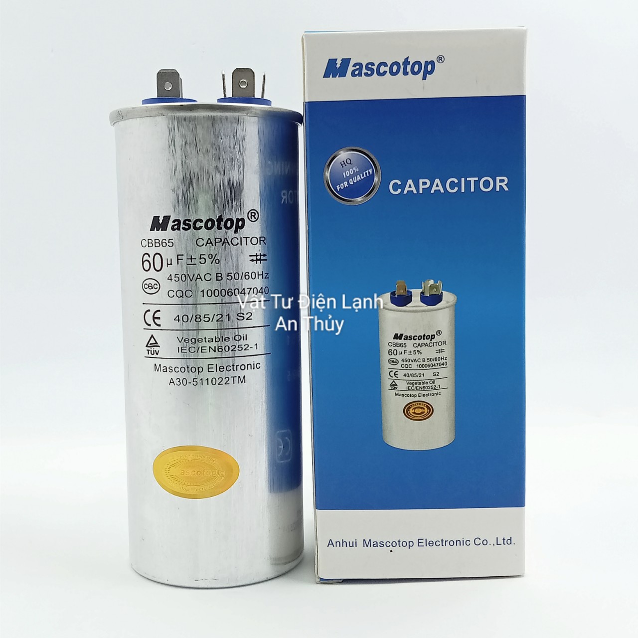 Tụ máy lạnh MASCOTOP 60uF 2 chân - Tụ điều hòa MASCOTOP 60uF 2 chân