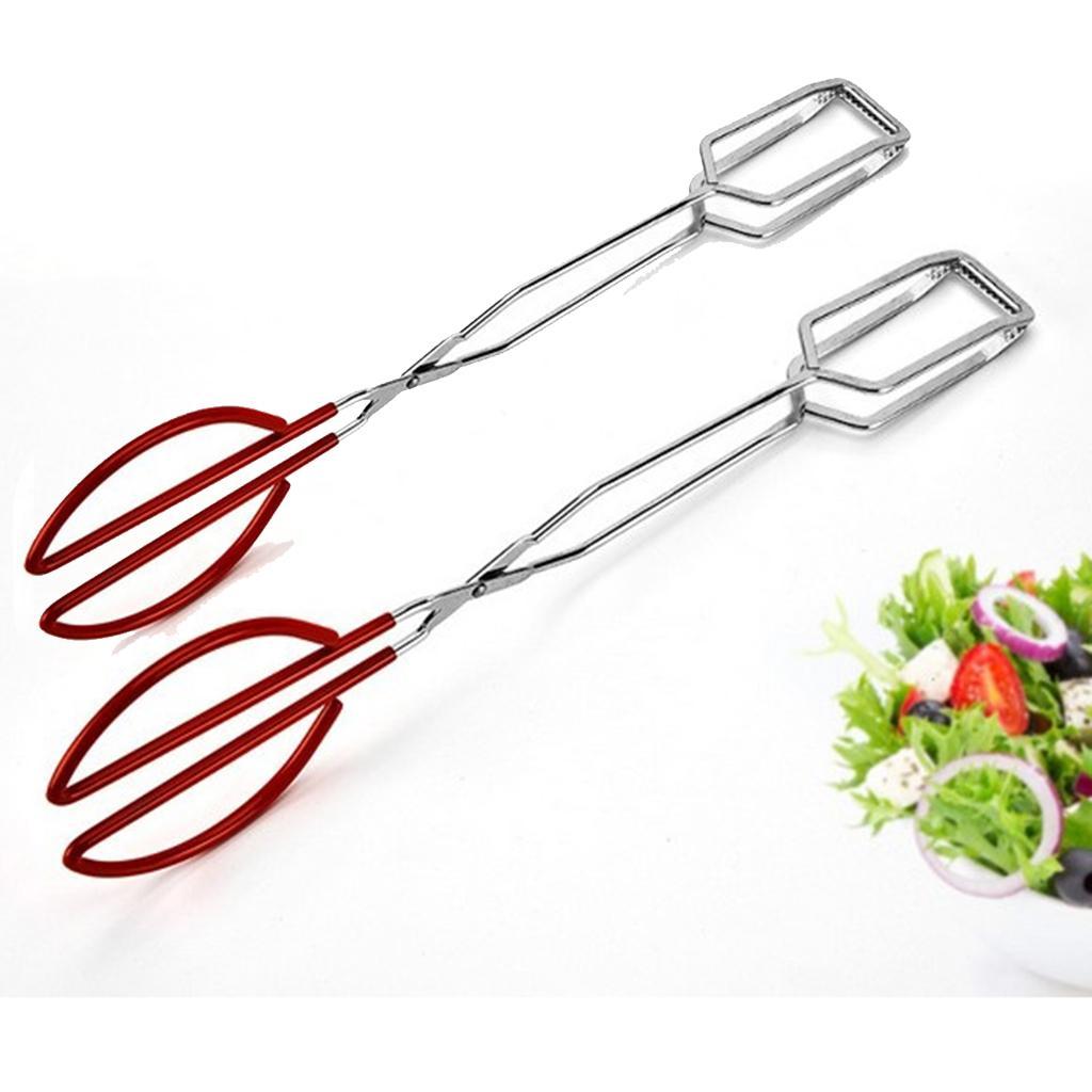 2Pcs Never Rust BBQ Barbecue Scissors Tongs Bread Tong Kitchen Buffet Pliers