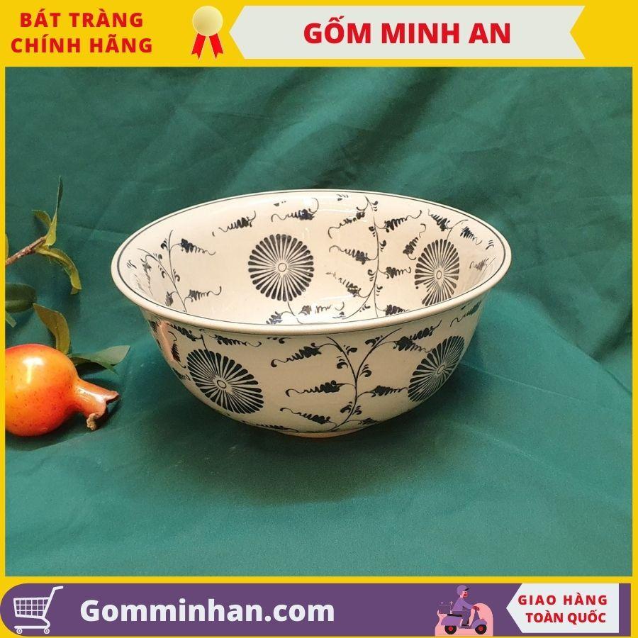 Tô sứ ăn phở gốm Minh An Bát Tràng vẽ tay thủ công Tô 18cm, đĩa đường kính 20cm