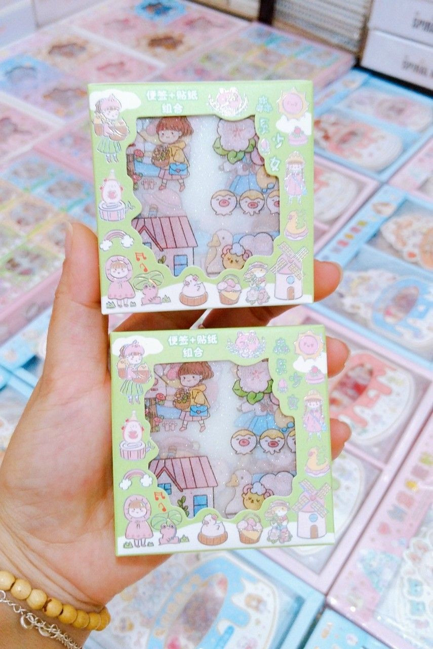 Set Sticker Kèm Giấy Xếp Hạc Siêu Cute (6 Tấm Sticker + 20 Giấy Xếp Hạc