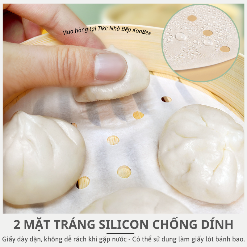 Giấy nến cho nồi chiên không dầu cắt sẵn đục lỗ chống dính chịu nhiệt - Giấy lót bánh bao lót xửng