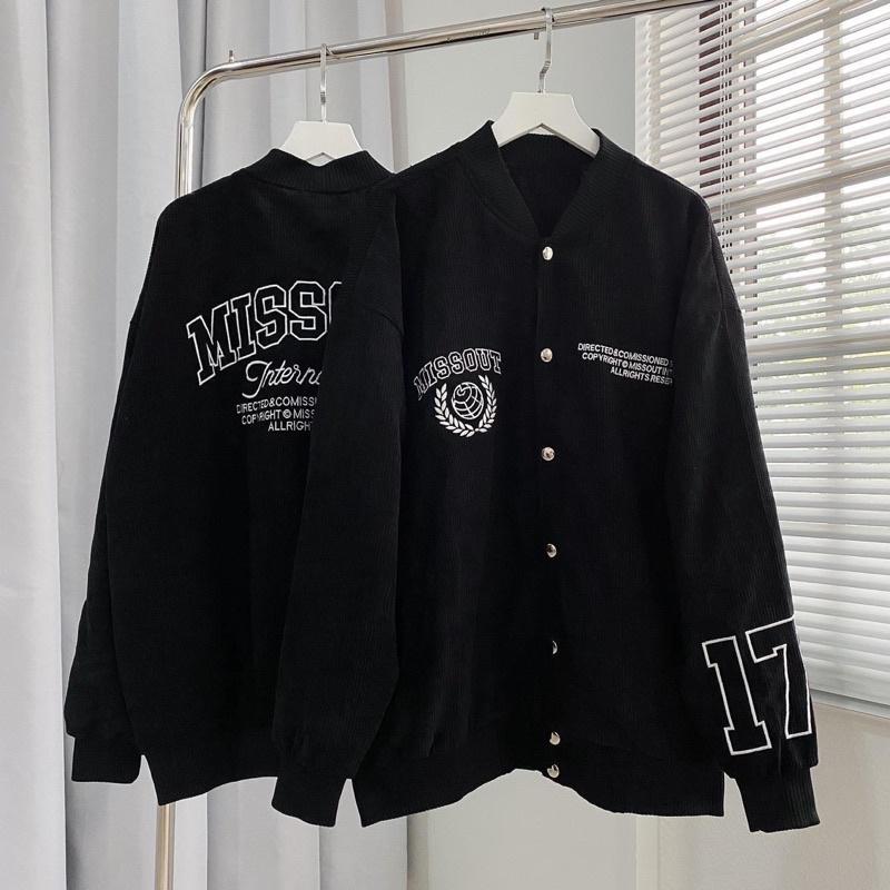 Áo Khoác Bomber Nhung gân MST 17 màu ĐEN Nam nữ unisex Áo Jacket form rộng Jaystoree