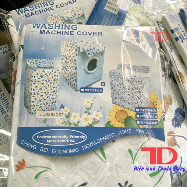 Áo trùm máy giặt cửa ngang và cửa trên 7kg-12kg, Tấm che máy giặt, bạt phủ chống nước, chống bụi [Hoa văn ngẫu nhiên] hàng chính hãng - Điện Lạnh Thuận Dung