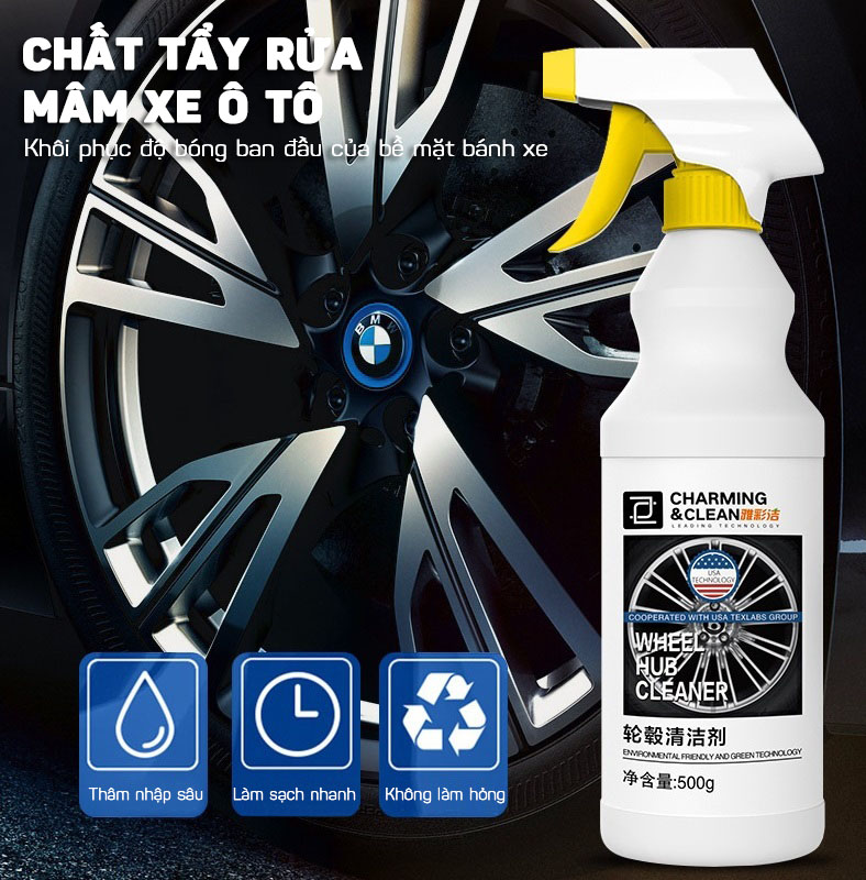 Dung Dịch Đánh Bóng, Tẩy Rỉ Sét Mạ Crôm, INOX Cho Vành Xe, Lazang, Mâm Xe Ô Tô 500ML TEXLABS- Hàng Nhập Khẩu