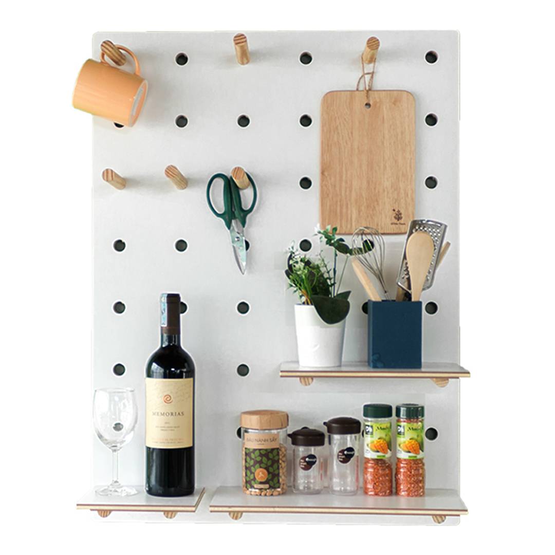 Bộ 12 Trụ Gỗ SMLIFE Pegboard 12cm - Móc Treo Cài Bảng Gỗ Đục Lỗ SMLIFE Pegboard