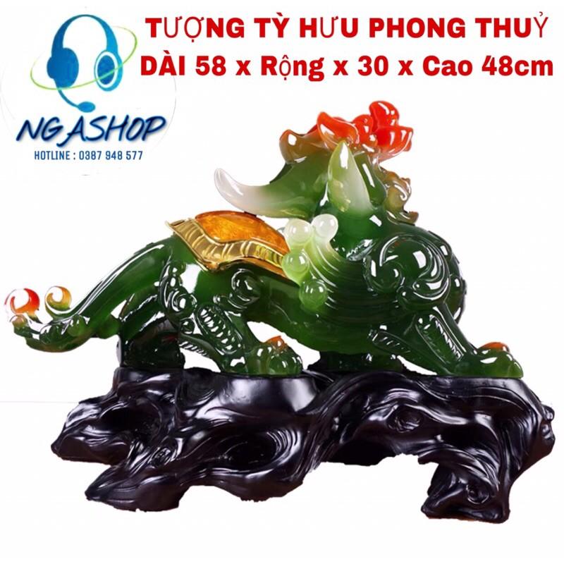 Tượng tỳ hưu phong thuỷ trang trí nội thất khai trương chiêu tài , màu vàng,xanh - dài 58 x rộng 30 x cao 46cm