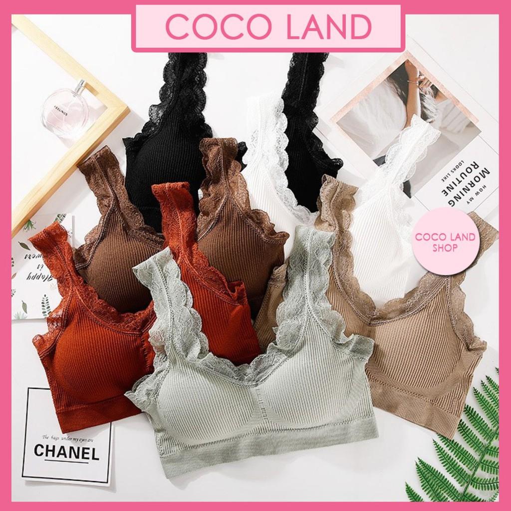 Áo bra gân tăm cotton viền ren chất đẹp siêu chảnh COCO LAND