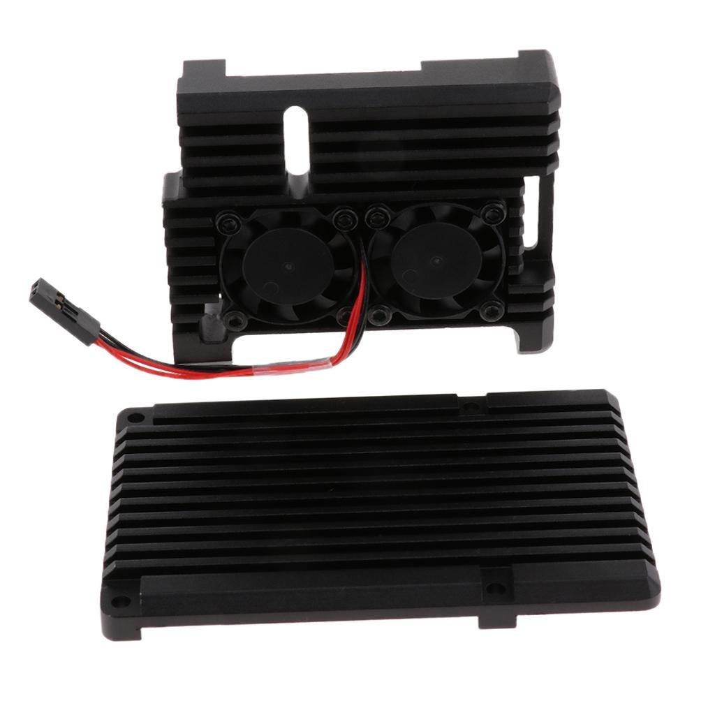 Raspberry Pi 3 B+ Aluminum Case Enclosure with Dual Active Cooling Fan Black