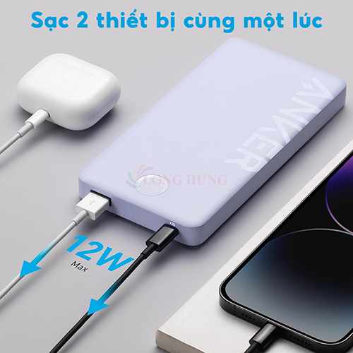 Sạc dự phòng Anker 323 PowerCore PIQ 1USB 1Type-C 12W 10000mAh A1334 - Hàng chính hãng