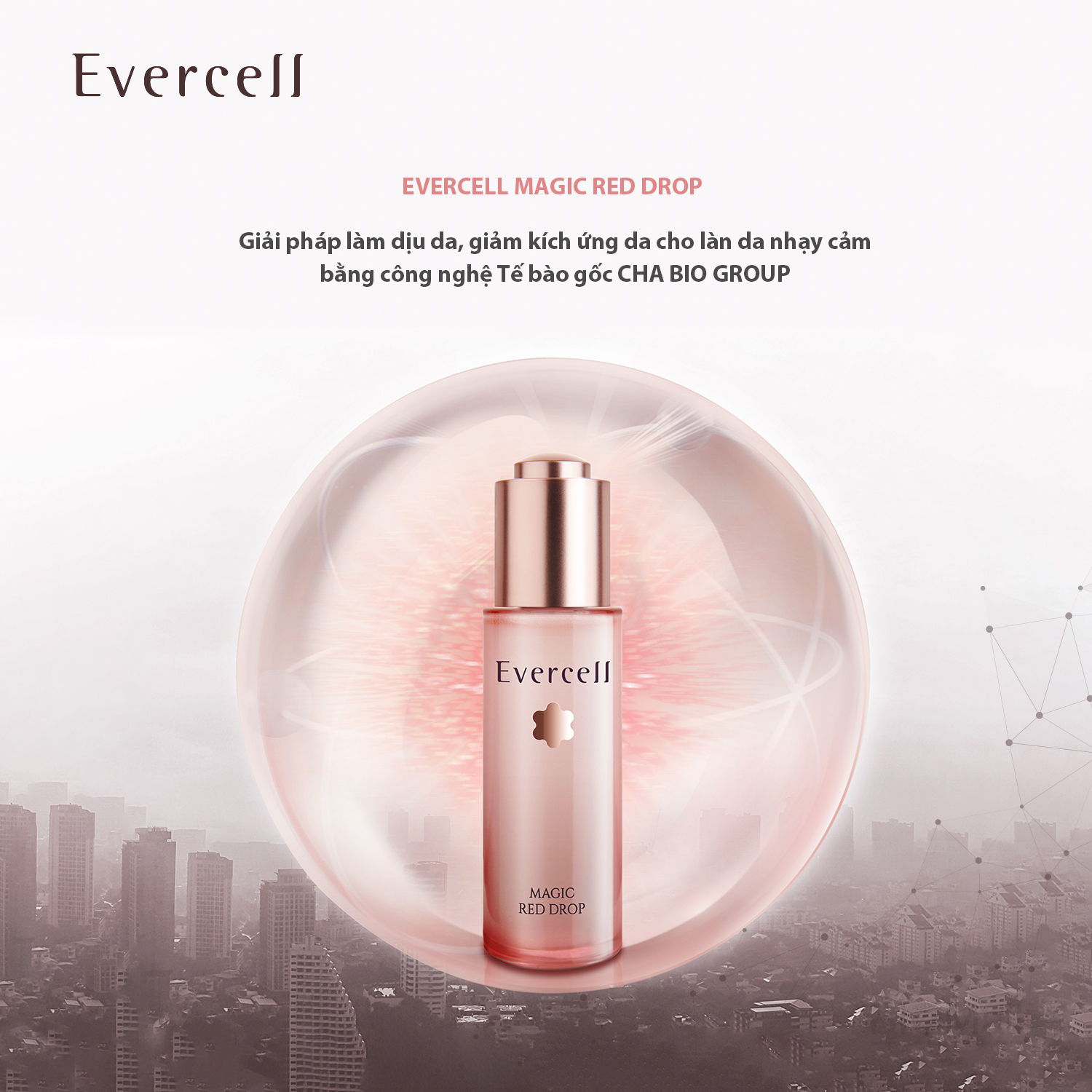 Ampoule đỏ thần kỳ Miễn dịch Phục hồi da bị Viêm mụn Nhạy cảm bị Kích ứng EVERCELL Magic Red Drop 30ml