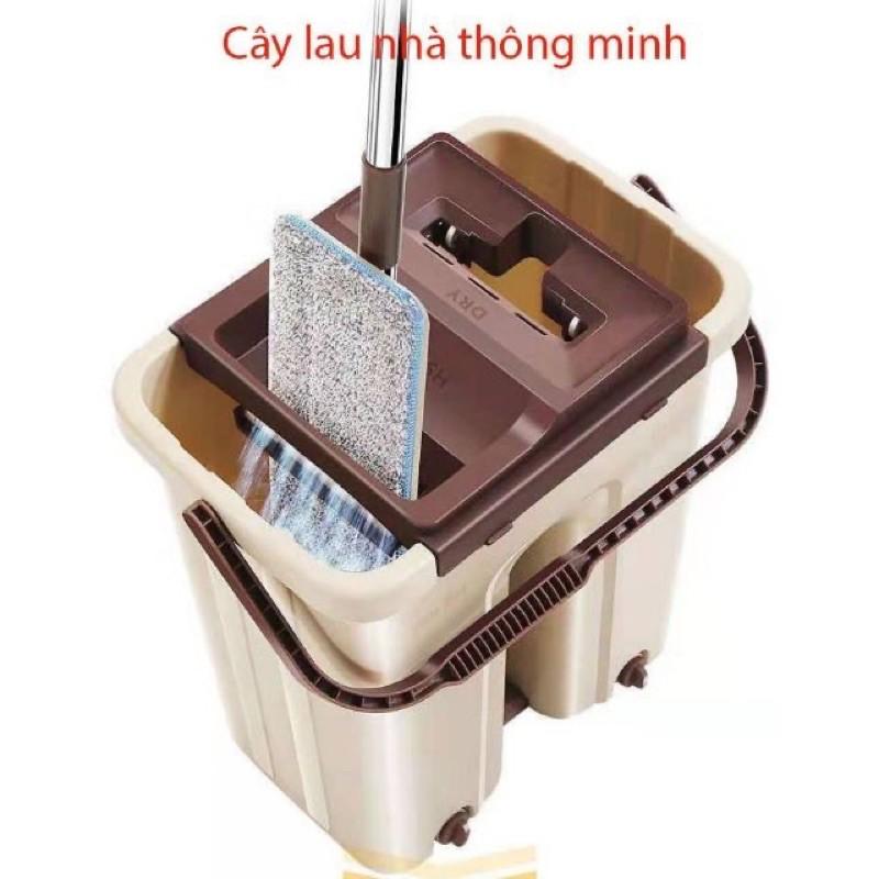 BỘ LAU NHÀ XOAY CAO CẤP, HAI BÔNG, MĂM HÌNH CHỮ NHẬT CỰC SẠCH( giao màu ngẫu nhiên)