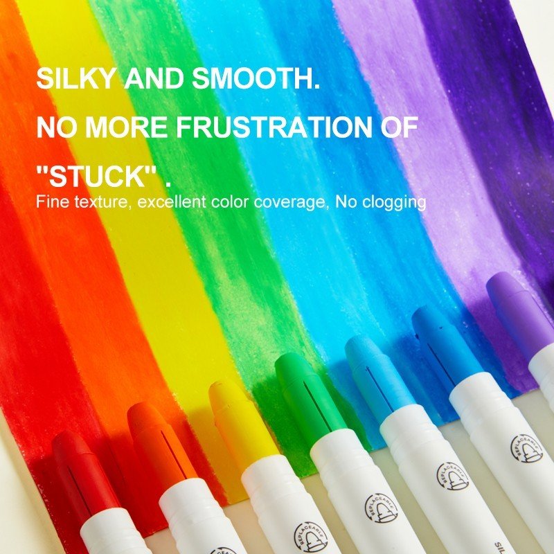 Bút Màu Sáp Lụa Hữu Cơ Mềm Mượt Dễ Tô Bản Mới Mau Khô Cho Bé - Mideer Silky Quick-dry Crayon 8 -12 - 24 và 36 Màu