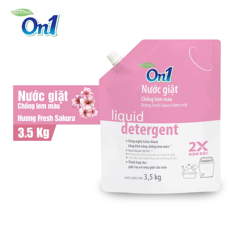 Túi nước giặt On1 chống lem màu hương Fresh Sakura 3.5Kg N6403