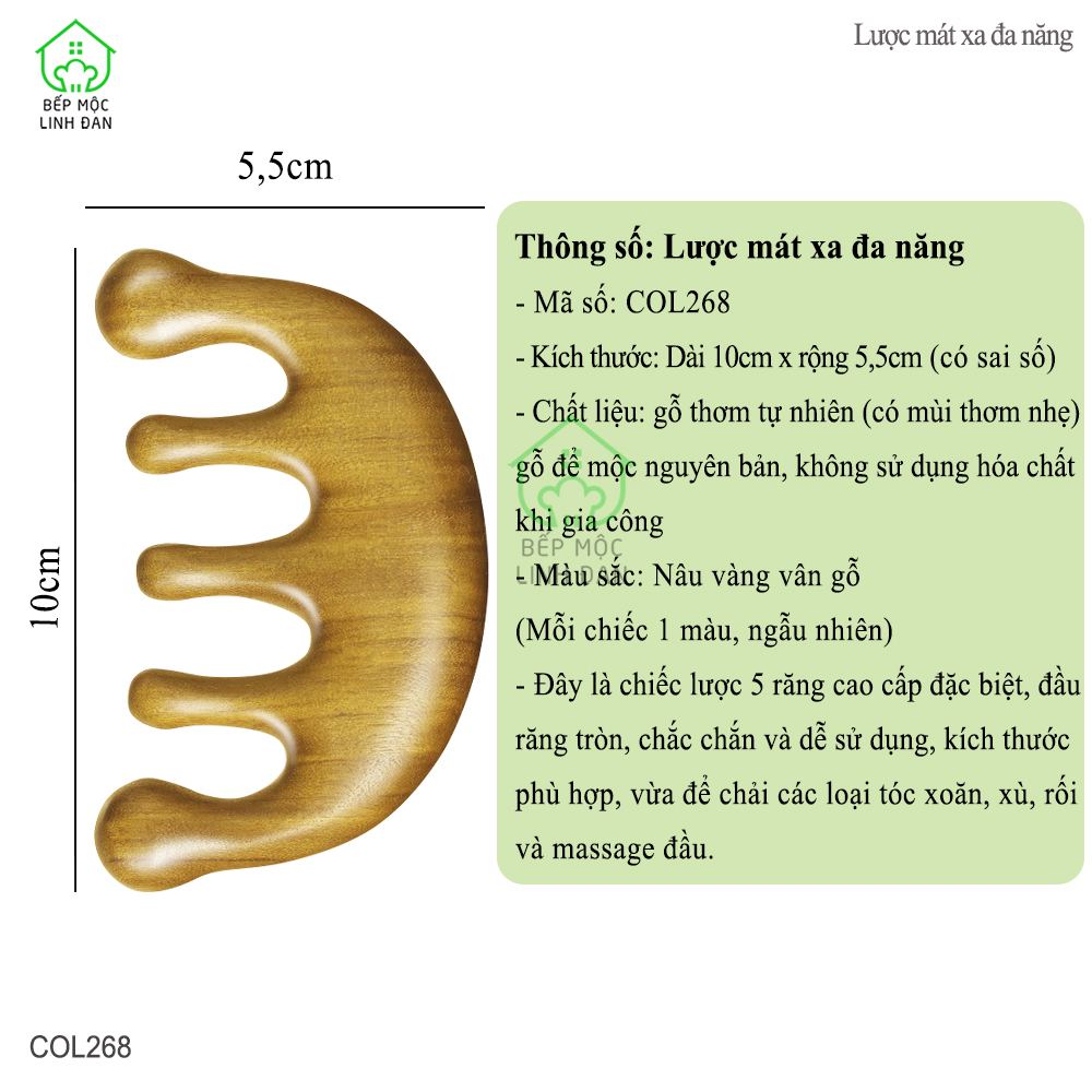 Lược Gỗ Thơm Răng Thưa Độc Đáo Chuyên Dụng Mát Xa Dưỡng Sinh
