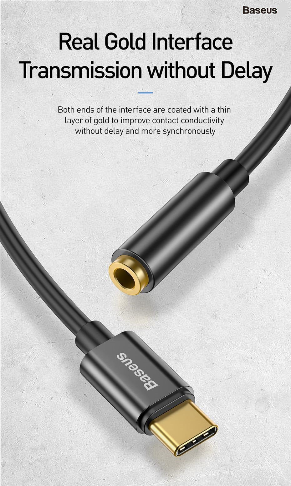 Đầu chuyển Type C sang Audio AUX 3.5mm Baseus L54 -Hàng Chính Hãng