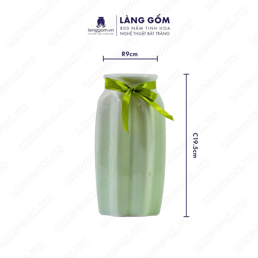 Bình hoa, lọ hoa Gốm sứ Bát Tràng cao cấp Men ngọc bát giác dùng làm quà tặng, trang trí - Làng Gốm Bát Tràng