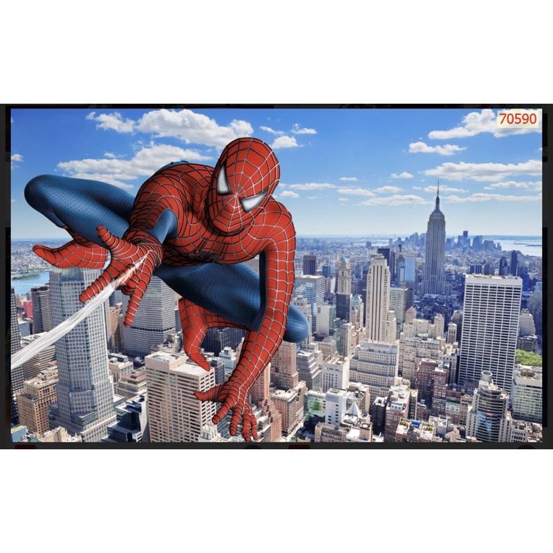 Tranh người nhện dán tường 3d. tranh in vải lụa không thấm nước siêu bền