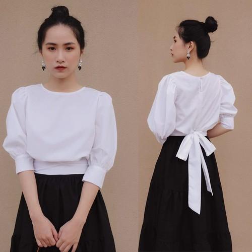 ÁO CỔ TRÒN THẮT NƠ SAU XINH XẮN