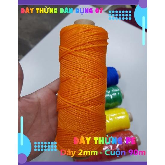 Dây thừng trang trí PE, HDPE 2mm nhiều màu . trang trí nhà cửa, làm đồ handmade, vòng đeo tay