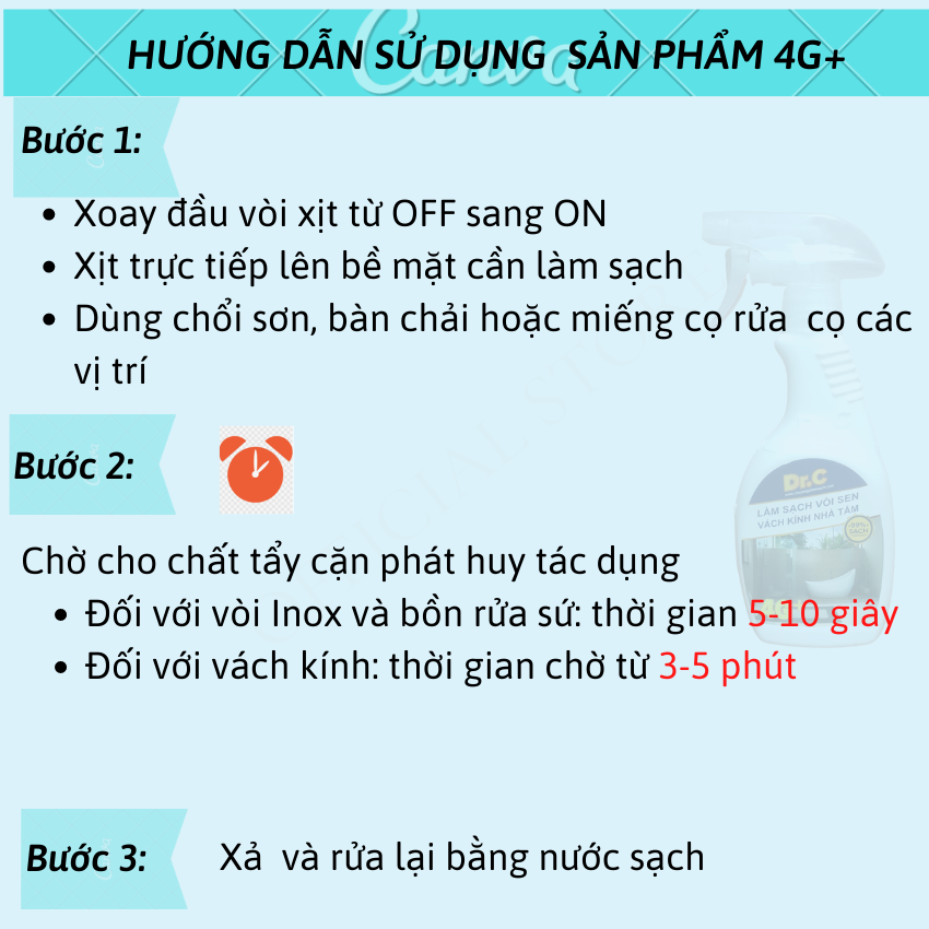 Dung Dich Tẩy Cặn Canxi, Làm Sạch vòi sen Inox, Cabin, vách kính nhà tắm Dr.C CHÍNH HÃNG (Chai 300ml)