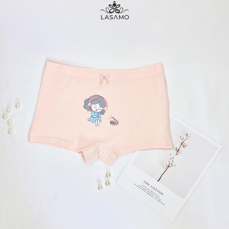 Set 2 chiếc quần chip bé gái, quần lót cho bé gái cotton cao cấp họa tiết Cô gái dễ thương hãng LASAMO mã QLB006