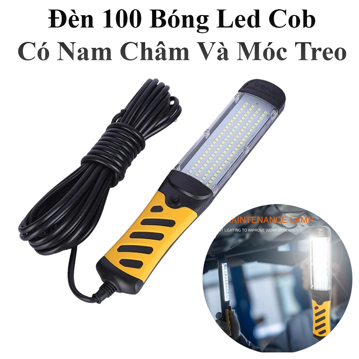 Đèn 100 Bóng Led Cob Siêu Sáng Có Nam Châm Và Móc Treo Dây Dài 8M Nguồn 220V