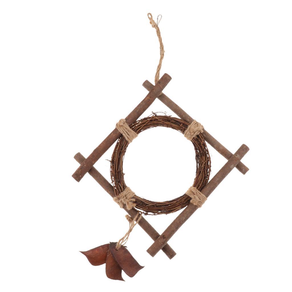 Pet Parrot Wood Rotation Stand Perches Toy Hanging Swing Toys For Bird Cage