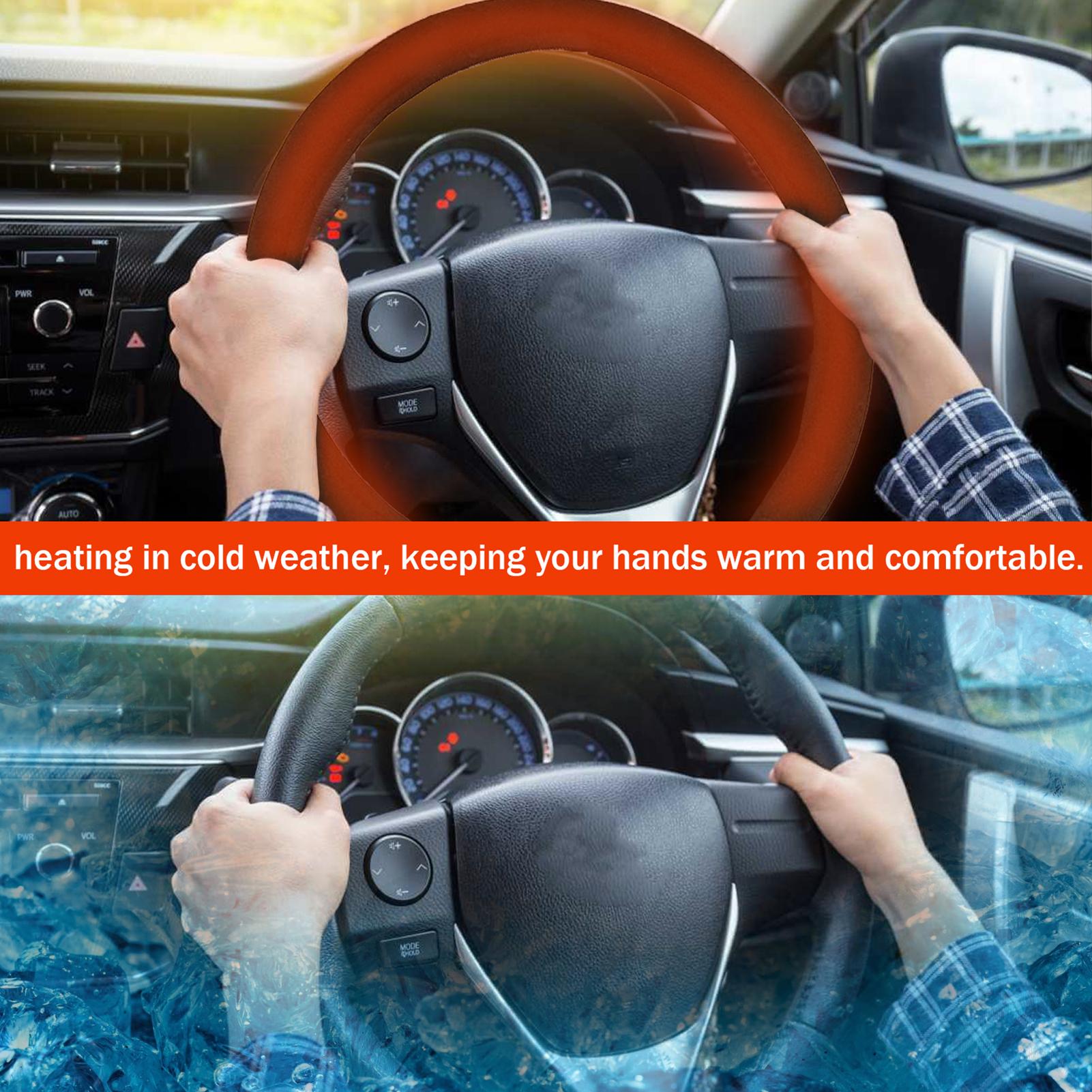 Auto Heated Steering Wheel Cover Universal Size Quickly Heating Driving Hands Warmth Steering Wheel Protection Cover