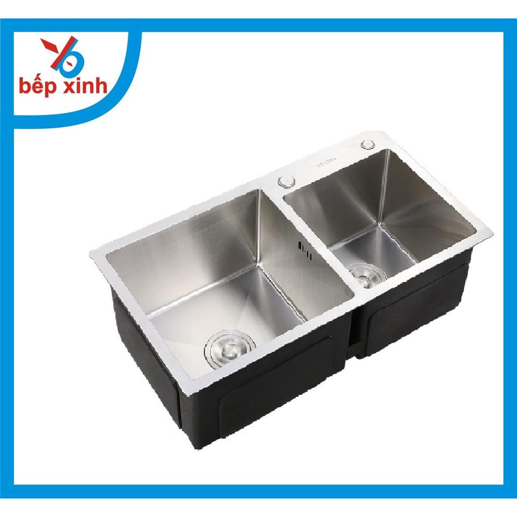 Chậu rửa chén, chậu rửa bát KOREA INOX 304, Kích thước 82*45 siêu dày, chống ồn, chống bắn nước ( TẶNG RỔ ĐA NĂNG