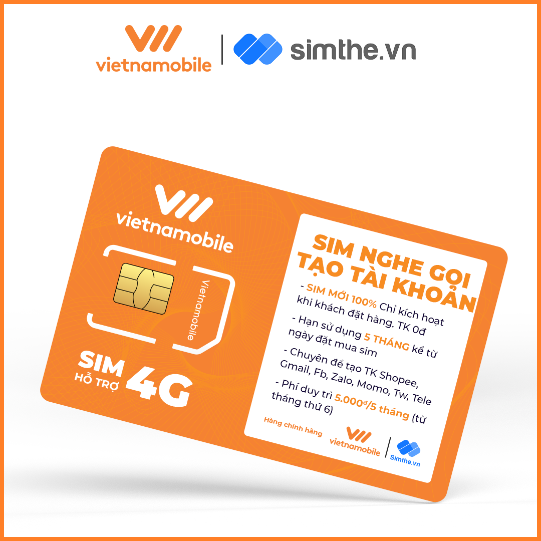 Sim Vietnamobile Chuyên Dùng Để Nghe Gọi & Tạo Tài Khoản TMĐT, Gmail, Face, ZL, Momo, Tw, Tele...TK 0đ Giá Rẻ - Chưa Từng Đăng Ký Dịch Vụ Gì. Hàng Chính Hãng