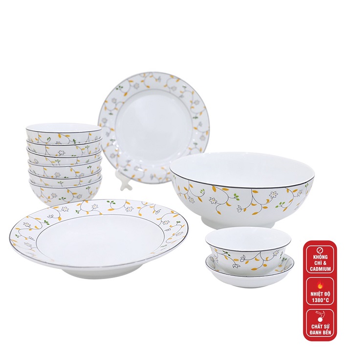 Combo 6 Chén Cơm Hoa Dây Cam Sứ Long Phương Cao Cấp