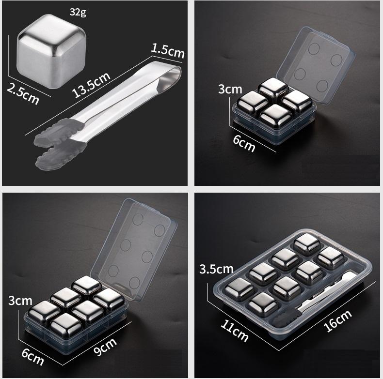 Đá Lạnh Không Tan 8 Viên  Inox 304-16X11X3.5Cm - Giao Hàng Toàn Quốc