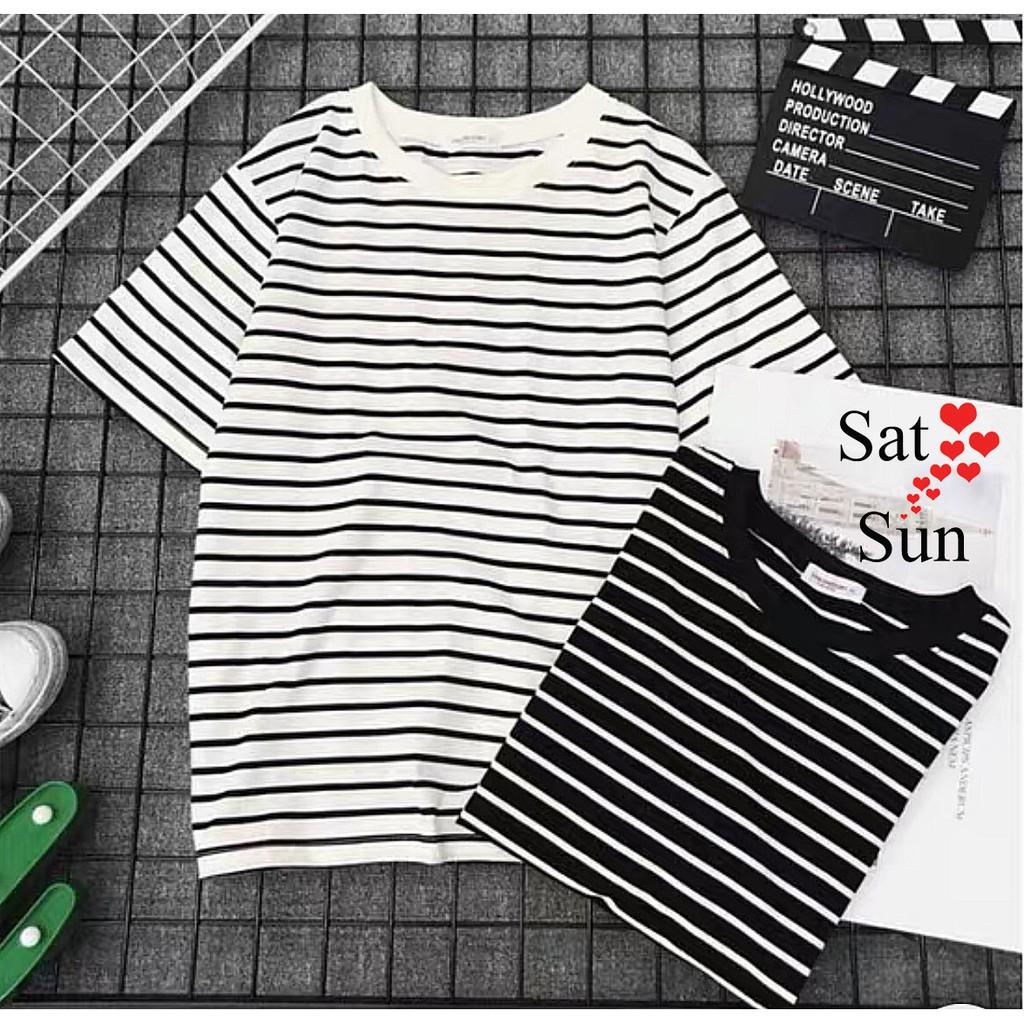 Áo thun nữ kẻ sọc form rộng kiểu dáng trẻ trung SatSun