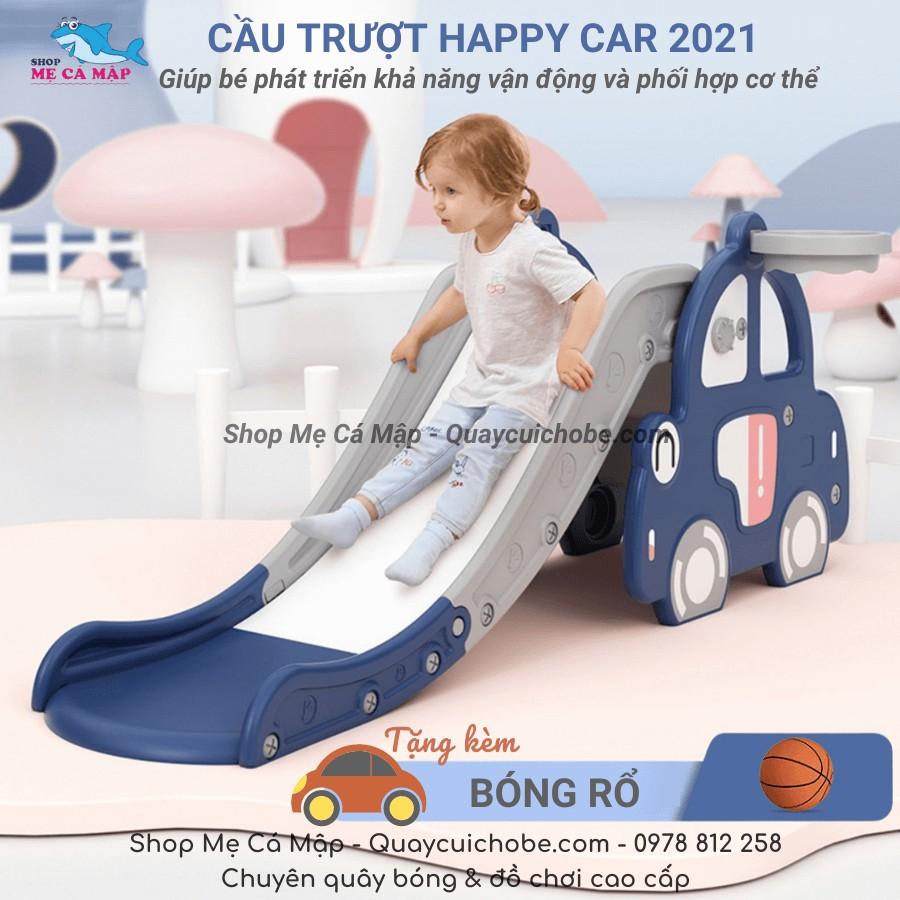 Cầu trượt cho bé Happy Car 2021, họa tiết ngộ nghĩnh, cầu trượt cho bé trai và bé gái