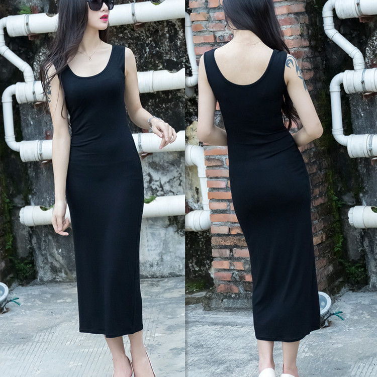 Đầm thun ôm dài qua gối Đũi Việt DV17