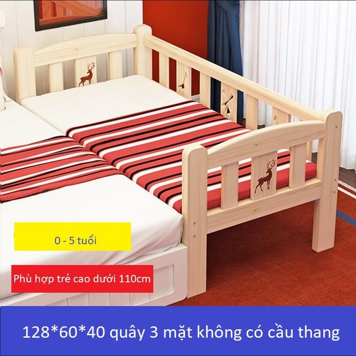 Giường ngủ cho trẻ em chất liệu gỗ size 128*60*70cm 3MKT ghép cạnh giường người lớn dùng thay nôi cũi cho bé từ sơ sinh