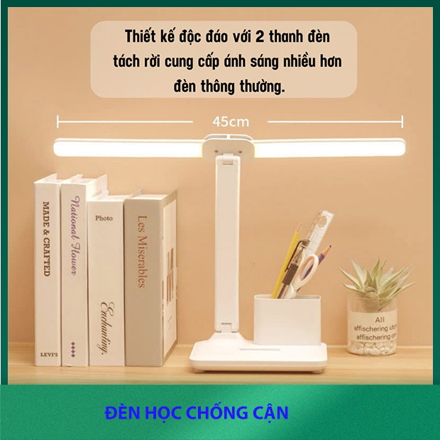 Đèn học chống cận tích điện dùng pin sạc 3 chế độ ánh sáng công tắc cảm biến