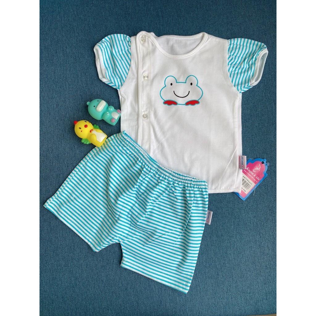 Đồ bộ cộc tay bé gái sơ sinh cài vai , đồ bộ sơ sinh 100% cotton