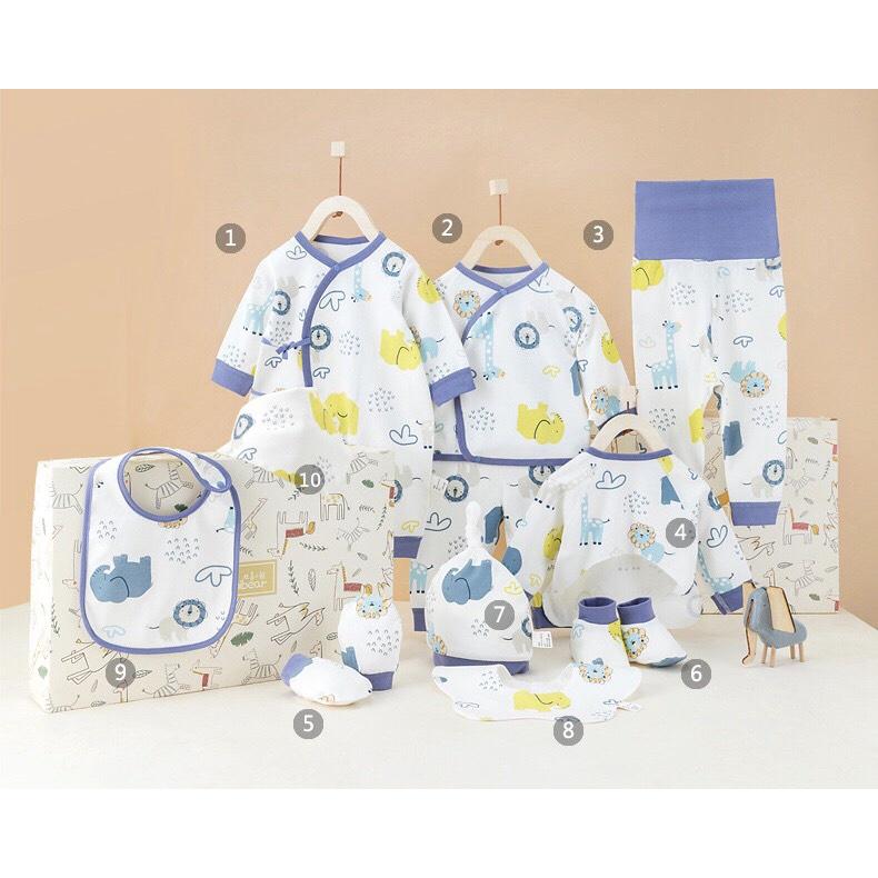 Hộp hoặc giỏ quà dễ thương dành tặng bé sơ sinh phụ kiện như hình bao gồm 12-24 chi tiết