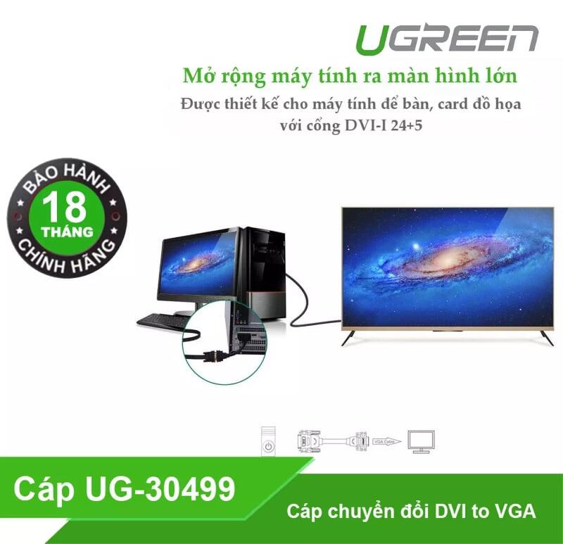 Ugreen UG3049930499TK 15CM màu Đen Cáp chuyển DVI 24 + 5 dương sang VGA â - HÀNG CHÍNH HÃNG