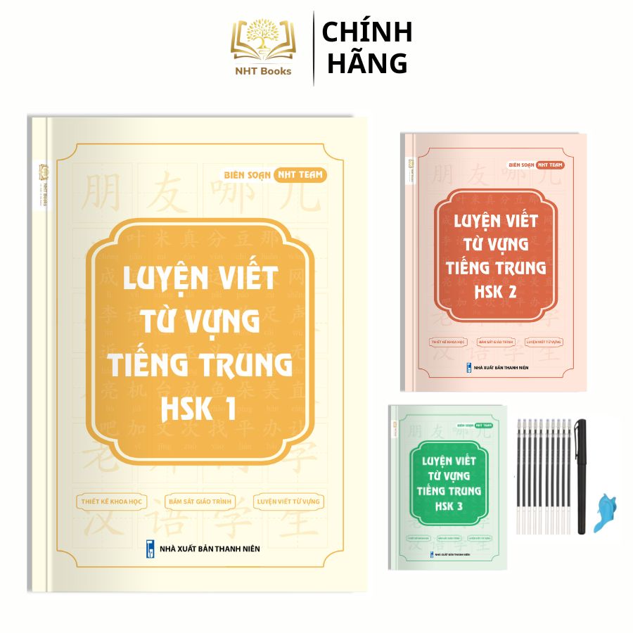 Combo 3 Vở Luyện Viết Từ Vựng Tiếng Trung HSK 1 2 3 NHT Books - Luyện viết tiếng Trung cơ bản cho người mới bắt đầu